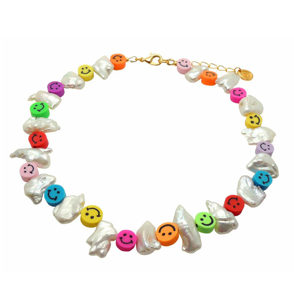 Dana Levy Multicolour Smiley Charm Freshwater Pearl Choker