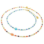 Dana Levy Multicolour Alef Bet Hebrew Initial Charm Freshwater Pearl Glass Crystal Bead Duo Necklace - Necklace Choker Duo
