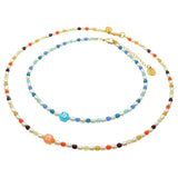 Dana Levy Multicolour Alef Bet Hebrew Initial Charm Freshwater Pearl Glass Crystal Bead Duo Necklace - Necklace Choker Duo