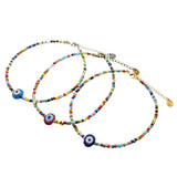 Dana LevyMulticolour Evil Eye Nugget Charm Balagan Glass Bead Choker - Trio: Transparent Turquoise, Opaque Red/Blue, Transparent Navy Blue