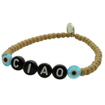 Dana Levy Ciao Italian Hello Mens Glass Bead Bracelet Black Coffee