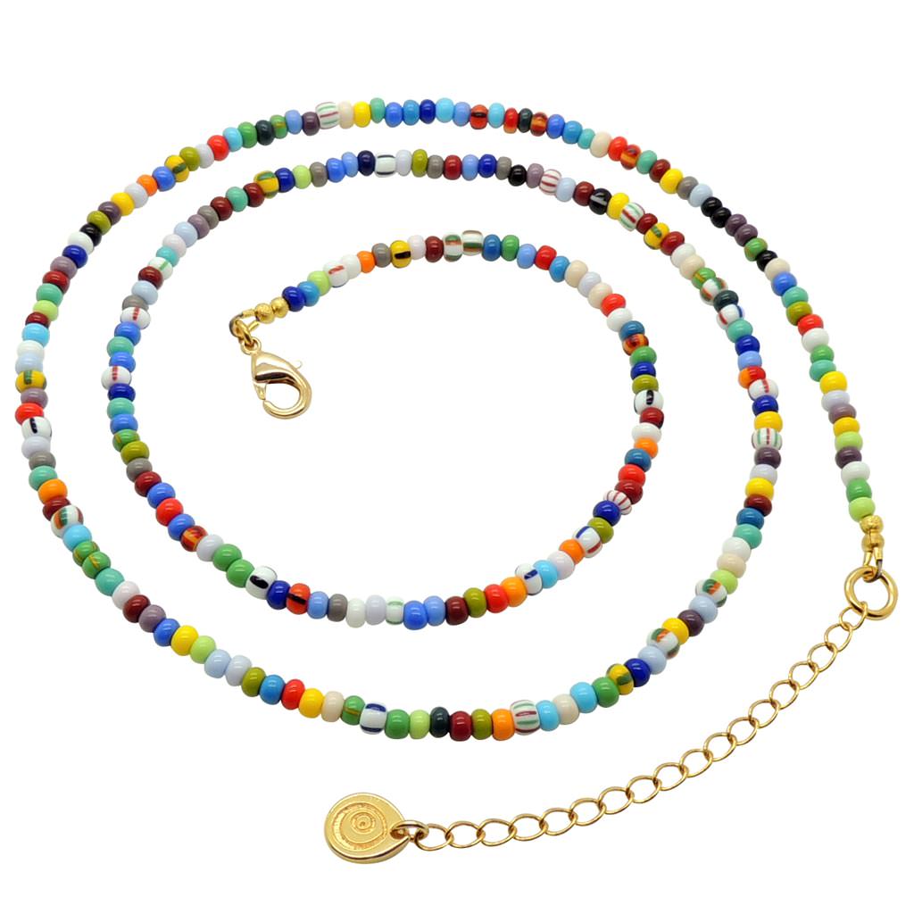Dana Levy Balagan Multicolour Glass Bead Belly Chain  Spiral - Gold Plate 