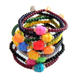 Dana Levy Colour Skull Charm Glass Bead Bracelet Pile