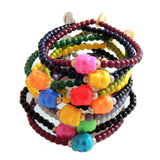 Dana Levy Colour Skull Charm Glass Bead Bracelet Pile