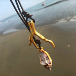 Dana Levy Coral Pendant Charm Leather Cord Necklace - Conch Shell Duo Beach