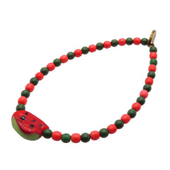 Watermelon Charm Two Tone Glass Bead Bracelet