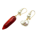 Dana Levy Cornicello Pearl Charm Duo Hoop Earrings 