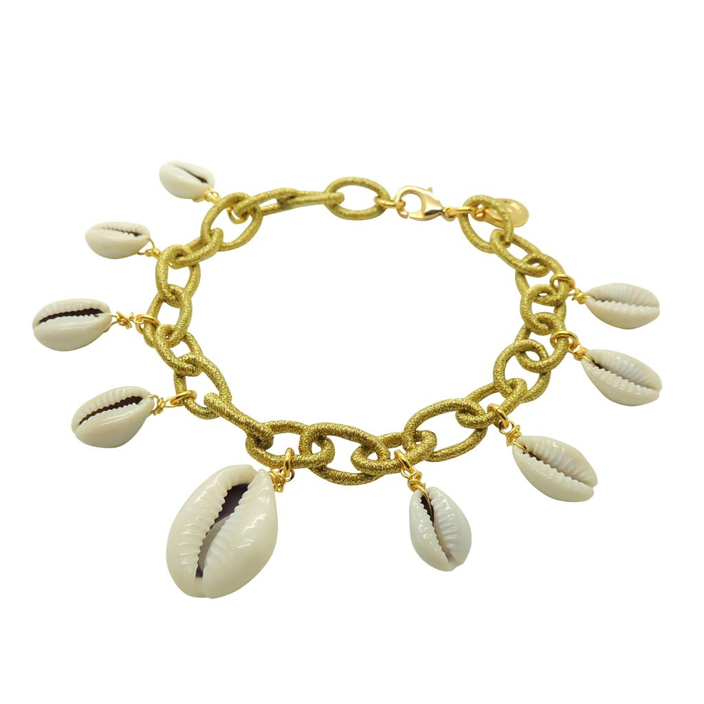 Dana Levy Cowrie Shell Woven Ankle Chain - Gold Chain