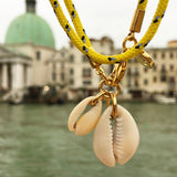 Dana Levy Seashell Charm Duo Nautical Cord Anklet- Yellow Detail Venice
