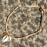 Dana Levy Midas Seashell Charm Trio Leather Cord Necklace - Natural Cord Sandstone