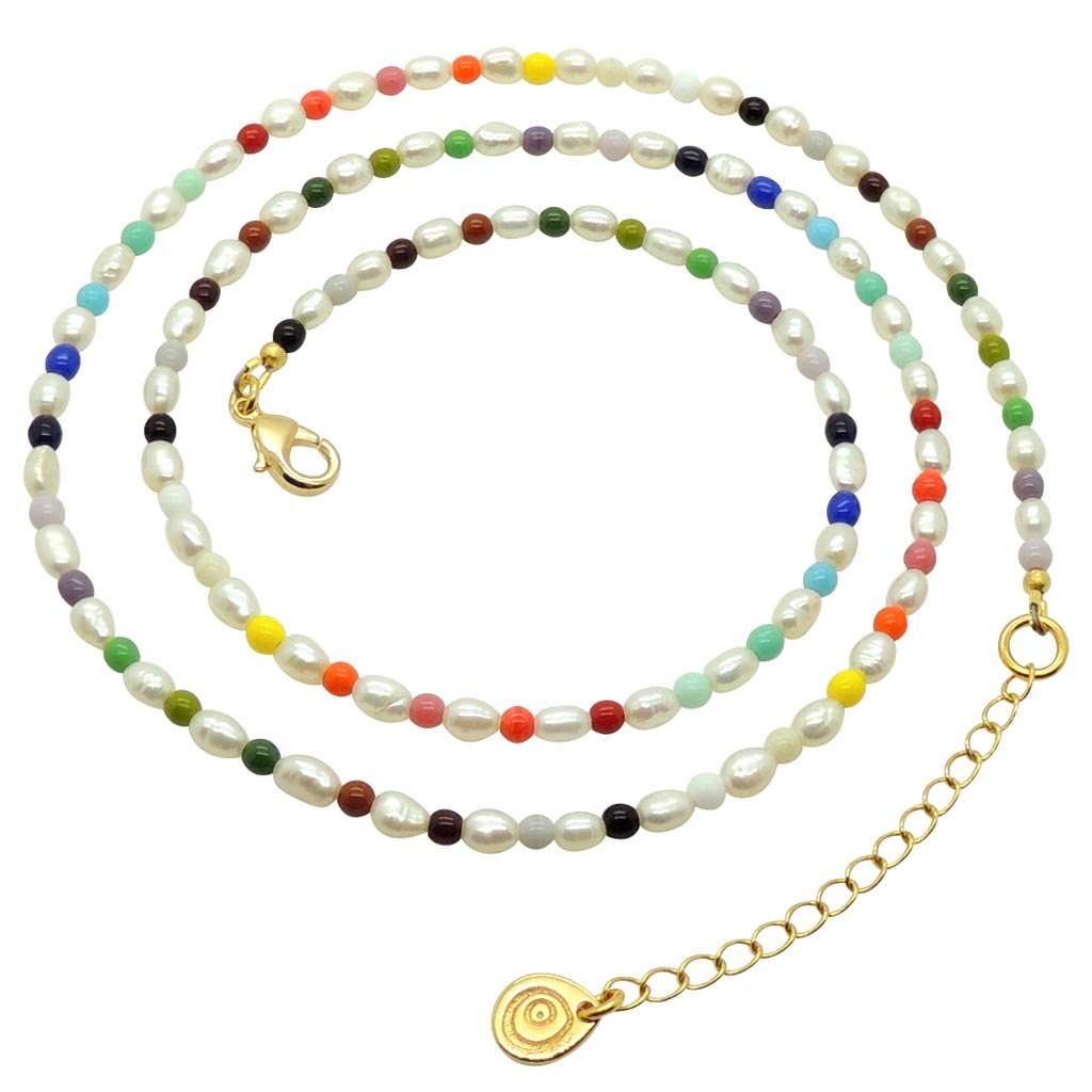 Dana Levy Rainbow Freshwater Pearl Belly Chain Spiral - Gold Plate 