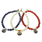 Dana Levy Limited Edition Crown Jewel Charm Gemstone Bracelet - Trio Sodalite Mother of Pearl Carnelian
