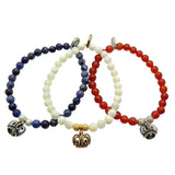 Dana Levy Limited Edition Crown Jewel Charm Gemstone Bracelet - Trio Sodalite Mother of Pearl Carnelian