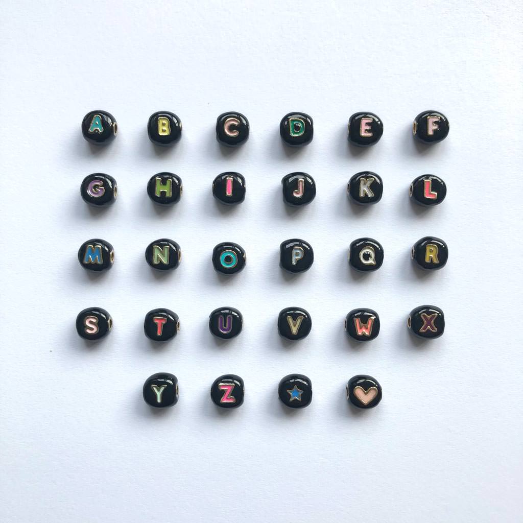 Dana Levy Black Enamel Alphabet Letter Bead Colour Chart 
