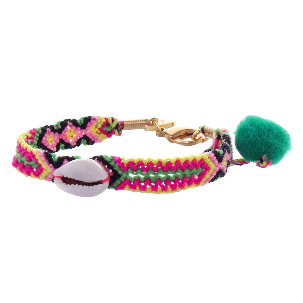Dana Levy Cowry Shell Charm Friendship Bracelet - Pink Mix