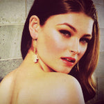 Dana Levy Small Deco Hamsa Hand Charm Hoop Earrings - on Model 