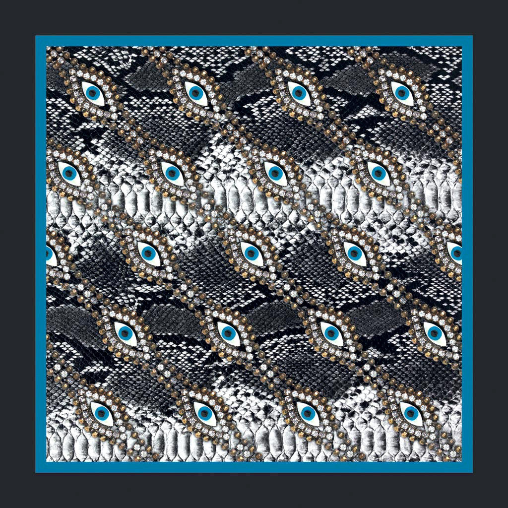Dana Levy Snakeskin Evil Eye Silk Scarf 