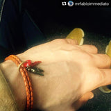 Dana Levy Cornicello Mano Hand Evil Eye Double Leather Braid Bracelet - Orange 
