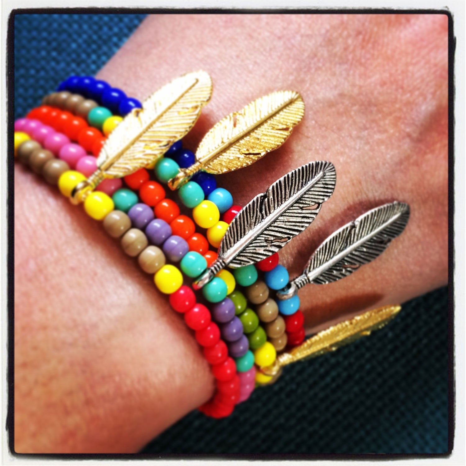 Dana Levy Men's Tribal Feather Glass Bead Bracelets Instagram