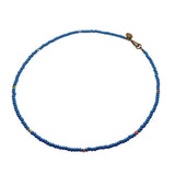Dana Levy Mini Rainbow Evil Eye Charm Glass Bead Necklace - Denim Blue Beads