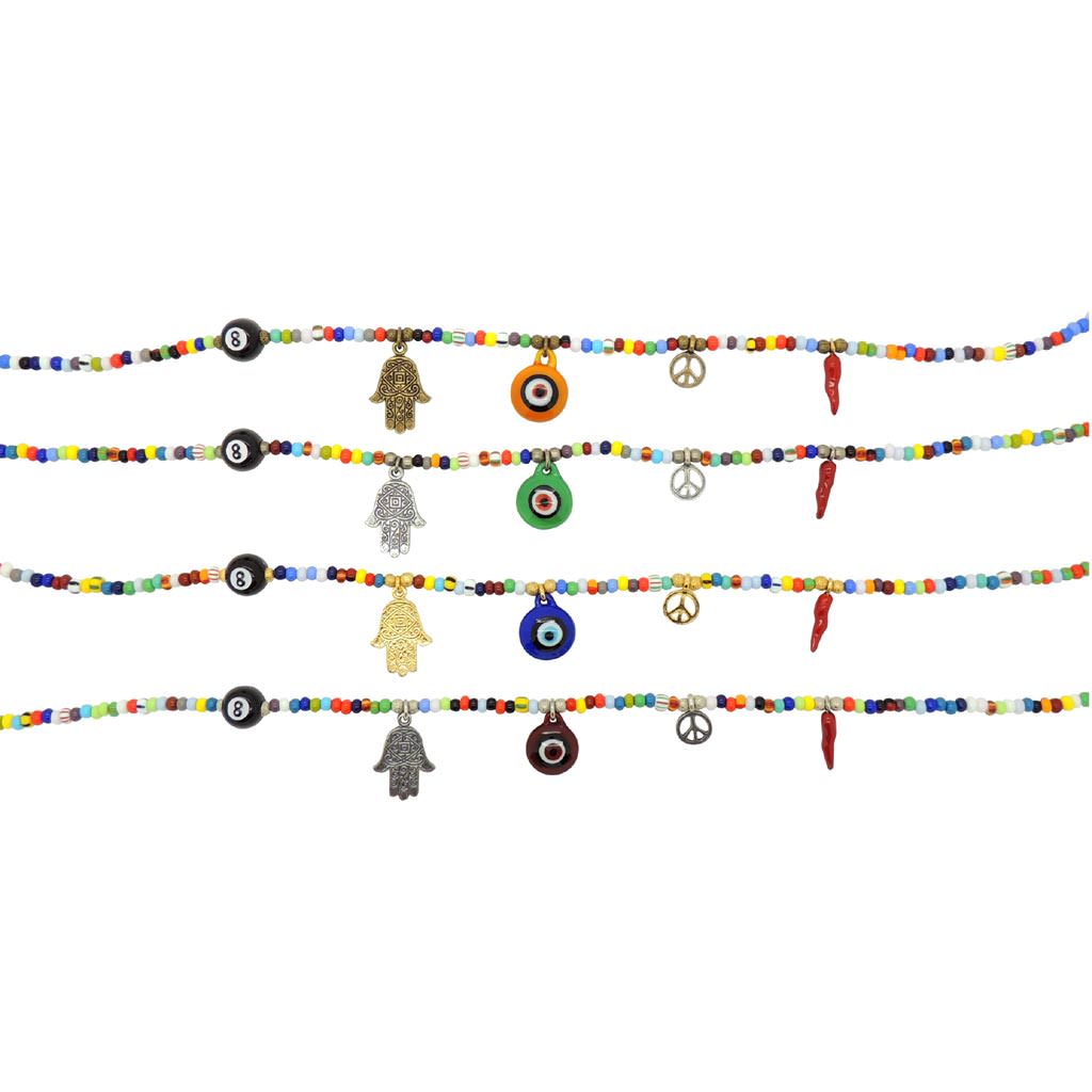 Dana Levy 5 Lucky Charms Balagan Glass Bead Necklace - Lucky Charms Detail