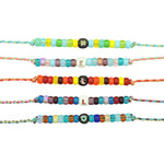 Dana Levy Limited Edition Enamel Initial Charm Candy Bead Braid Bracelet - Hello Detail