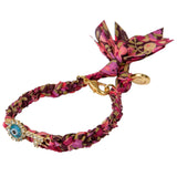 Dana Levy Diamante Key Lucky Charm Liberty Print Braid Bracelet - Maroon Berries