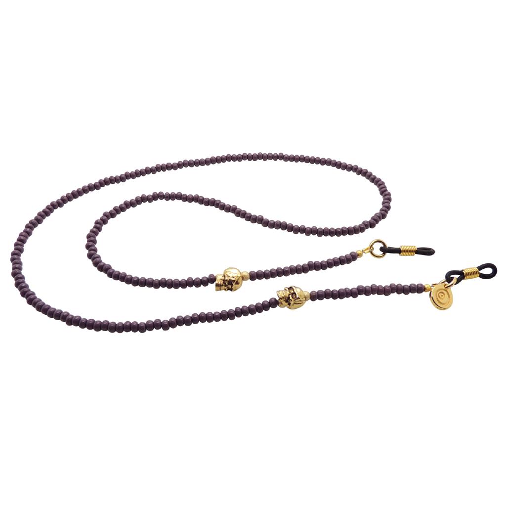 Dana Levy Skull Charm Beaded Glasses Chain - Gold / Grape