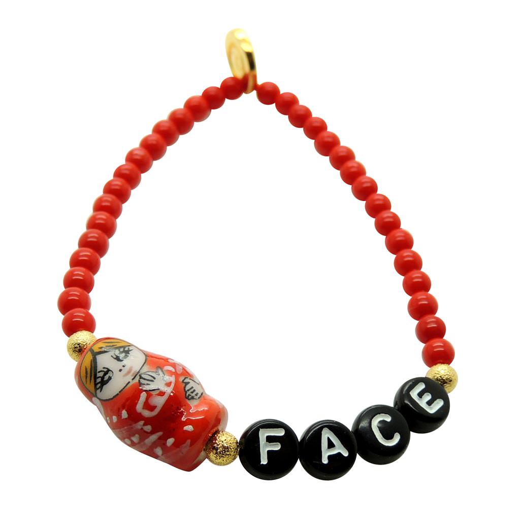 Dana Levy Doll Face Alphabet Charm Glass Bead Bracelet - Red