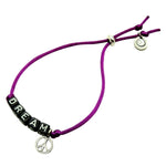 Dana Levy Personalised Name Alphabet Cube Charm Satin Cord Bracelet - Dream Purple Peace