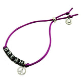 Dana Levy Personalised Name Alphabet Cube Charm Satin Cord Bracelet - Dream Purple Peace