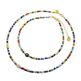 Dana Levy Limited Edition Enamel Initial Charm Balagan Glass Bead Necklace and Choker Duo Set 