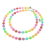 Dana Levy Maxi Ombre Rainbow Smiley Charm Faceted Glass Bead Choker - Choker and Necklace Duo Dark Rose Lilac