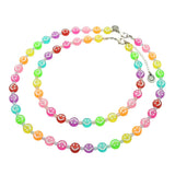 Dana Levy Maxi Ombre Rainbow Smiley Charm Faceted Glass Bead Choker - Choker and Necklace Duo Dark Rose Lilac