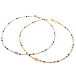 Dana Levy Multicolour Alef Bet Hebrew Initial Charm Freshwater Pearl Glass Crystal Bead Duo Necklace - Duo Pink-Purple and Orange Red Spectrums