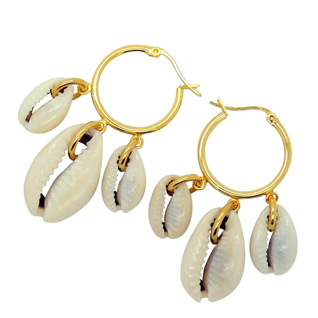 Dana Levy Seashell Charm Trio Mini Hoop Earrings - Gold 
