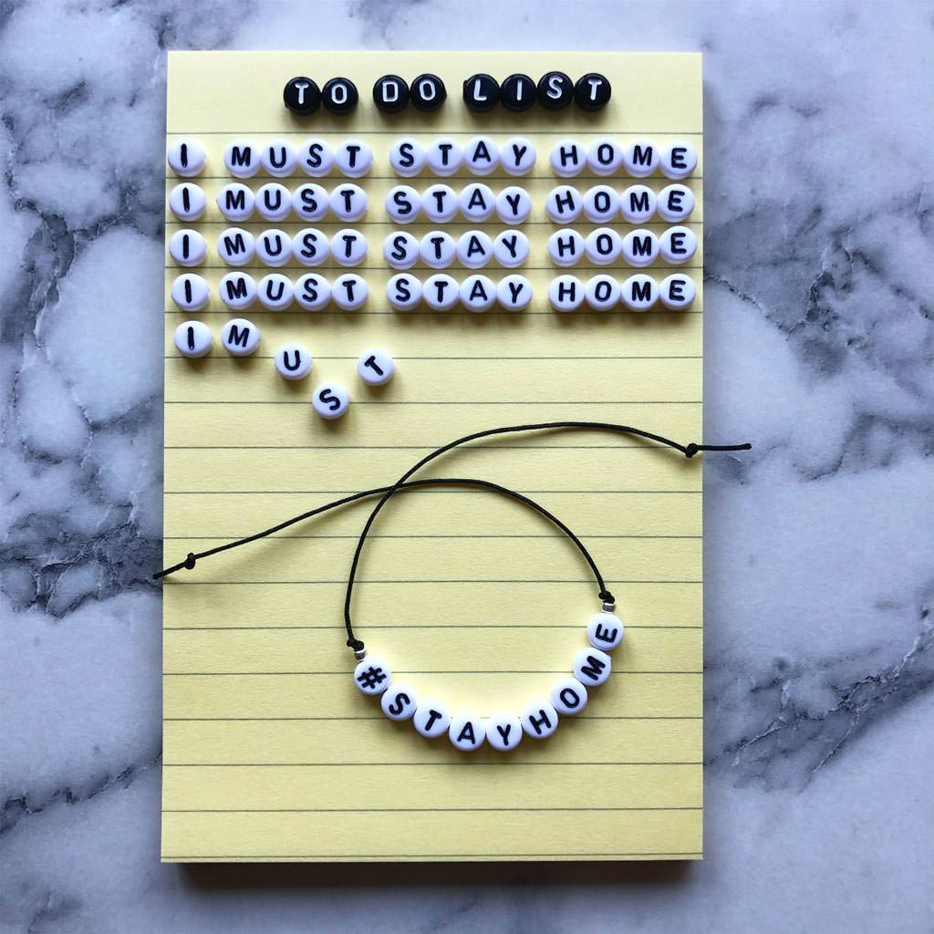 Dana Levy Men's #SayAnything Alphabet Cord Bracelet - Stay Home