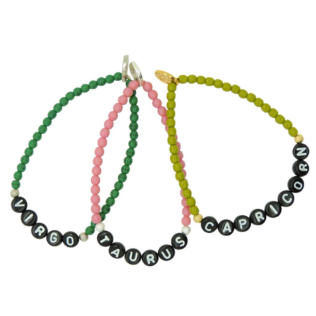 Dana Levy Zodiac Sign Alphabet Charm Glass Bead Bracelet - Earth Signs