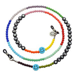 Dana Levy Personalised Alphabet Rainbow Glass Bead Glasses Chain - Eat Sleep Beach Repeat / White Text on Black