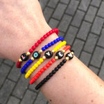 Dana Levy Limited Edition Enamel Initial Charm Glass Bead Bracelet - Black Love