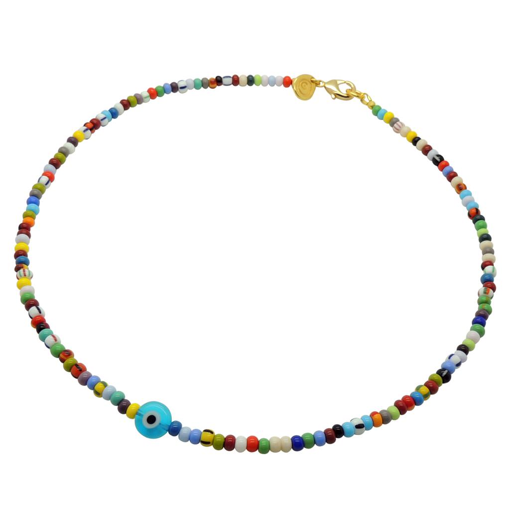 Dana Levy Multicolour Evil Eye Charm Balagan Glass Bead Necklace - Turquoise Eye