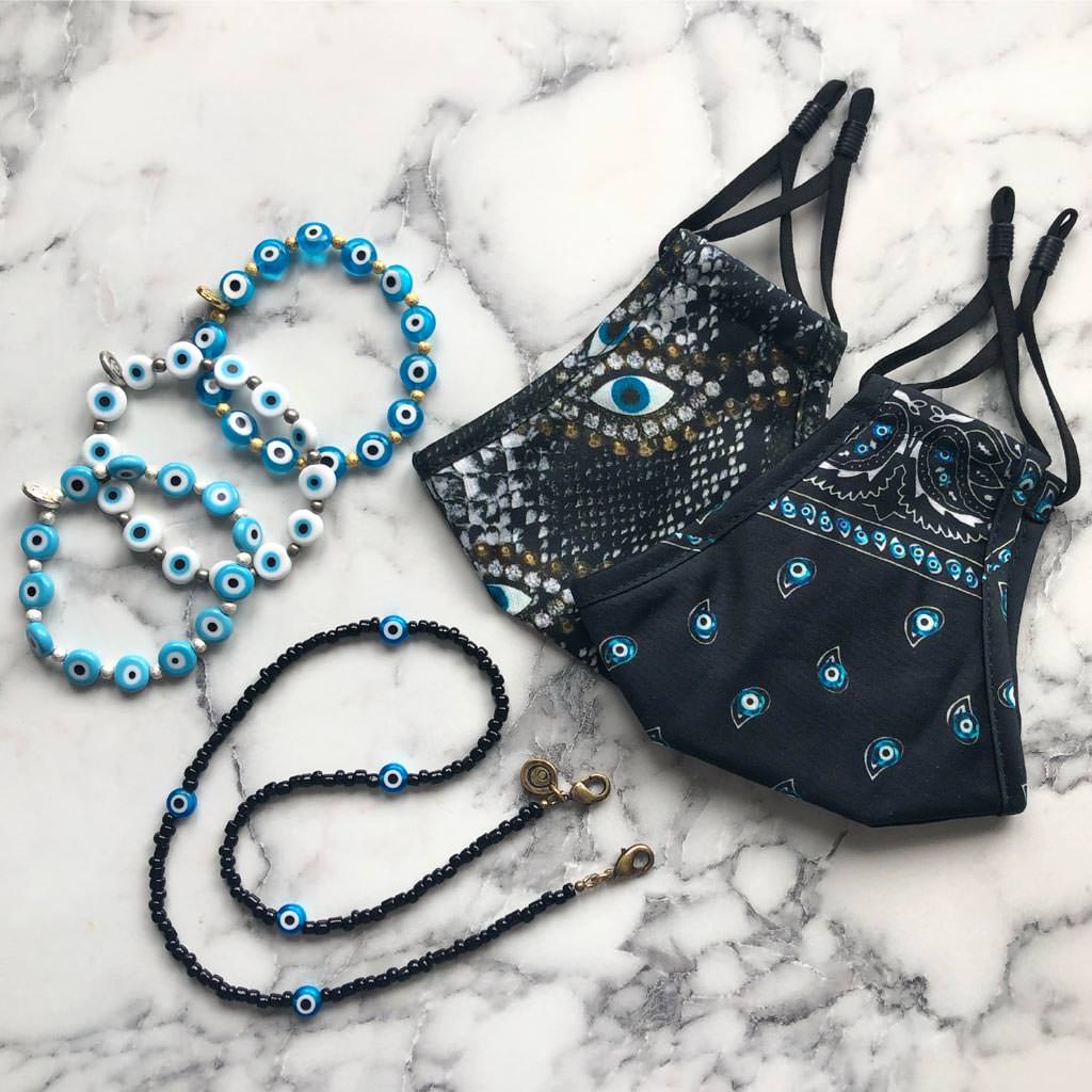 Dana Levy Evil Eye Chain Face Covering - Evil Eye Flatlay
