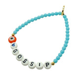 Dana Levy Eye Love ? Alphabet Charm Glass Bead Bracelet - Gossip Turquoise