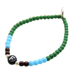 Dana Levy Initial Alphabet Letter Charm Glass Bead Bracelet - Letter F Maroon Turquoise Green
