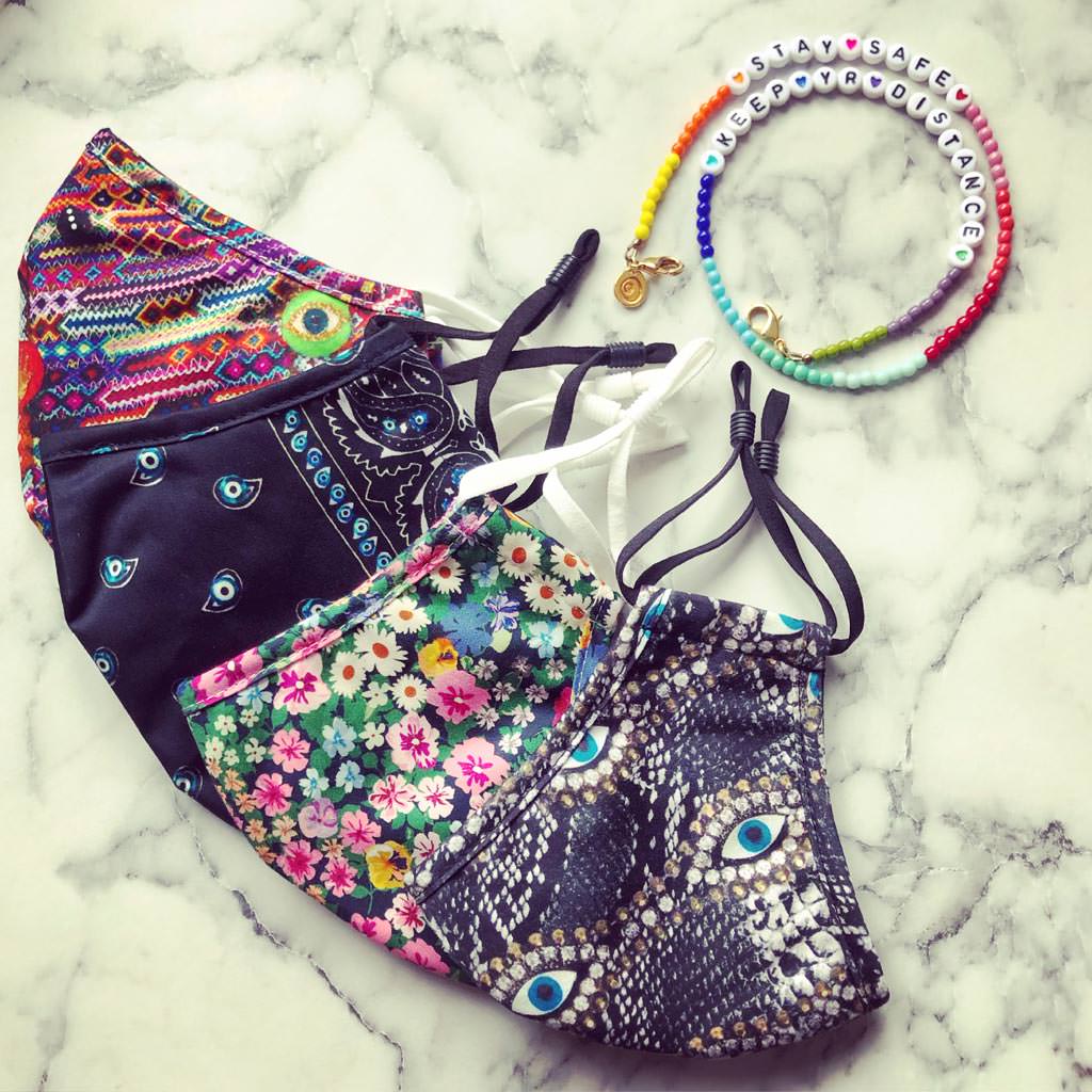 Dana Levy Lucky Charm Friendship Bracelets Face Covering - Four Designs Flatlay with Chain