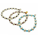 Dana Levy Faux Pearl Faceted Glass Bead Bracelet - Trio: Jet Black/Ruby/Capri