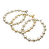 Dana Levy Faux Pearl Stardust Bead Bracelet - Group Trio Silver/Gold/Shiny Silver