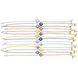 Dana Levy Ceramic Evil Eye Bubble Charm Multicolour Braid Cord Bracelet - Group Flatlay