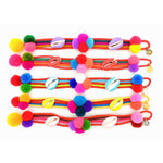 Dana Levy Enamel Shell Charm Pompom Friendship Bracelet - Group Flatlay