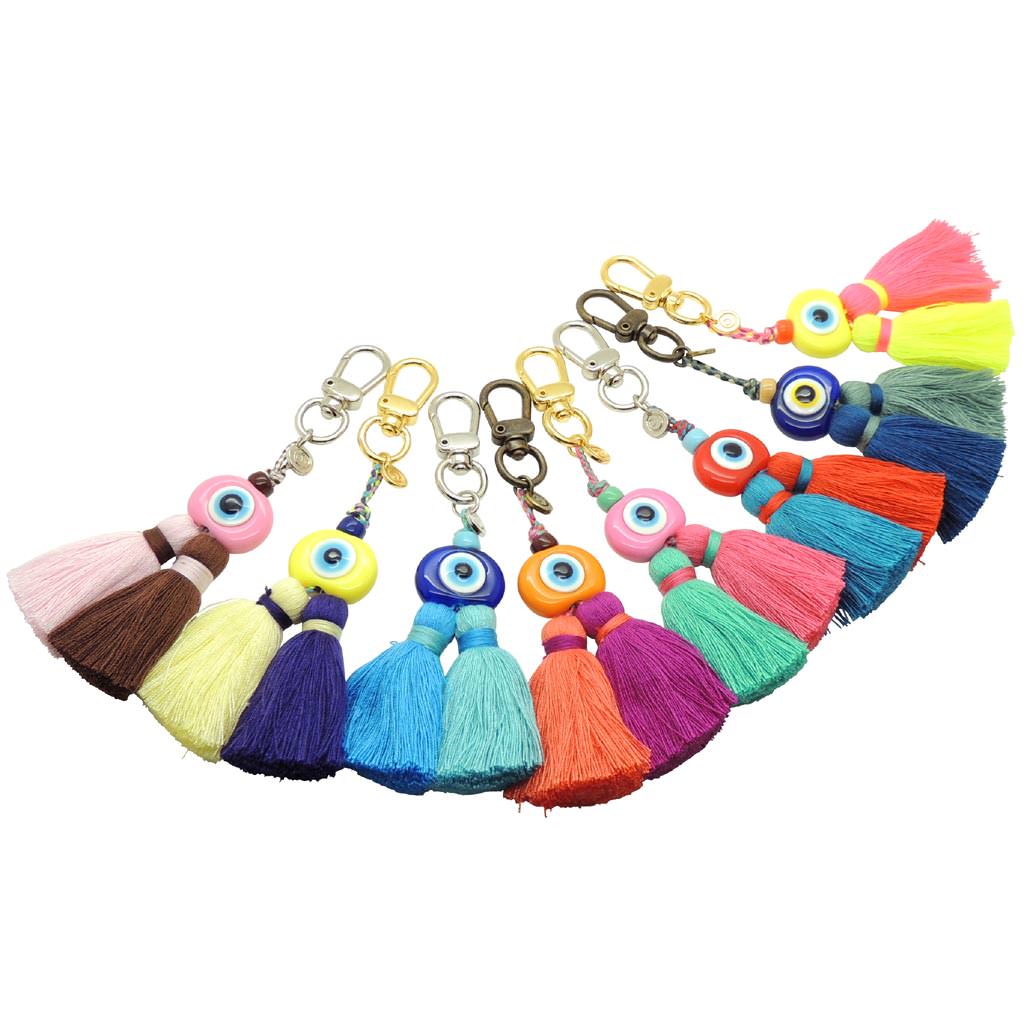 Dana Levy Evil Eye Amulet Charm Tassel Duo Bag Charm - Group Colour Mix
